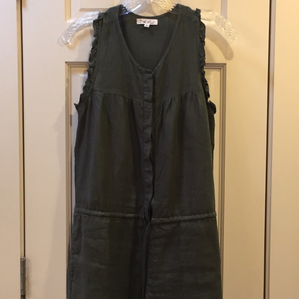 Green linen jumpsuit
